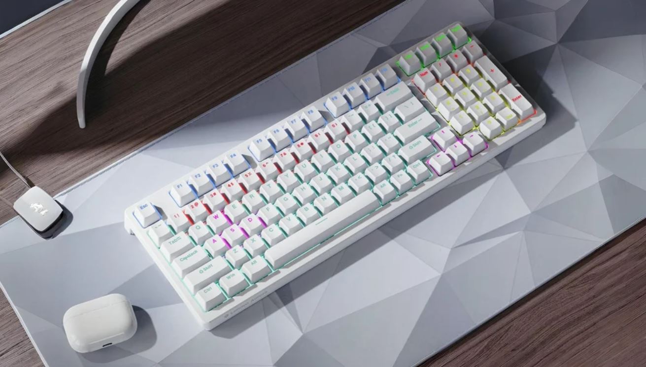 LENOVO GK-10 USB Wired  Gaming Keyboard 98 Keys RGB Rainbow  Ergonomic Gaming Keyboard (Black&White)