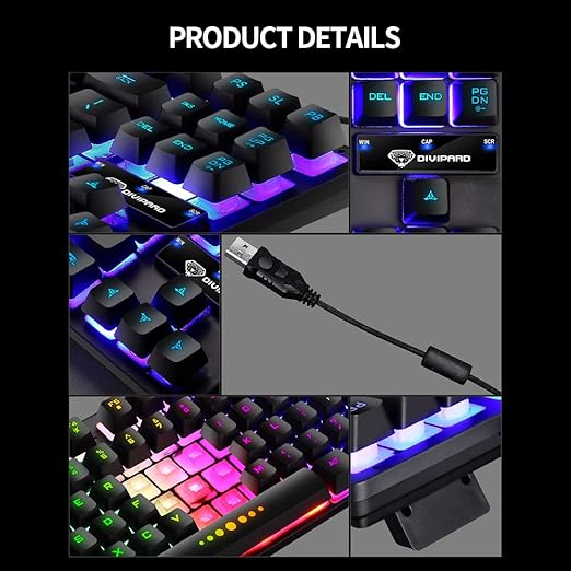 LENOVO GK-10 USB Wired  Gaming Keyboard 98 Keys RGB Rainbow  Ergonomic Gaming Keyboard (Black&White)
