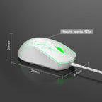MageGee G6 Wired Gaming Mouse, Ergonomic USB Optical Mouse with 7 Colors Breathing LED Backlit, 6 Adjustable Speed Levels from 600 to 3200 for Laptop PC Computer Games & Work, White