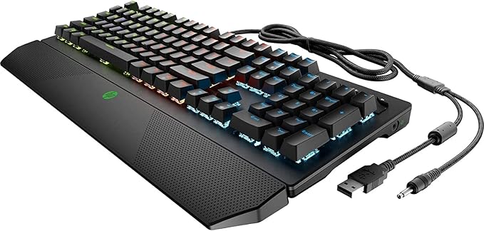 HP Pavilion Gaming Keyboard 800 Anti-Ghosting Function with Rollover To N Buttons, Switch with Mechanical Greetech Blue, Dedicated LED for Each Button,Black