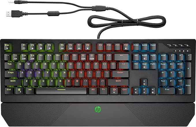 HP Pavilion Gaming Keyboard 800 Anti-Ghosting Function with Rollover To N Buttons, Switch with Mechanical Greetech Blue, Dedicated LED for Each Button,Black