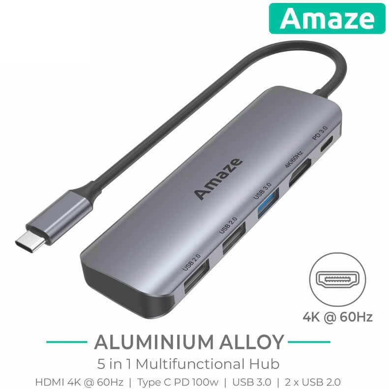 Amaze A325 – 5-In-1 Type C Multi-Function Hub 4k @ 60hz