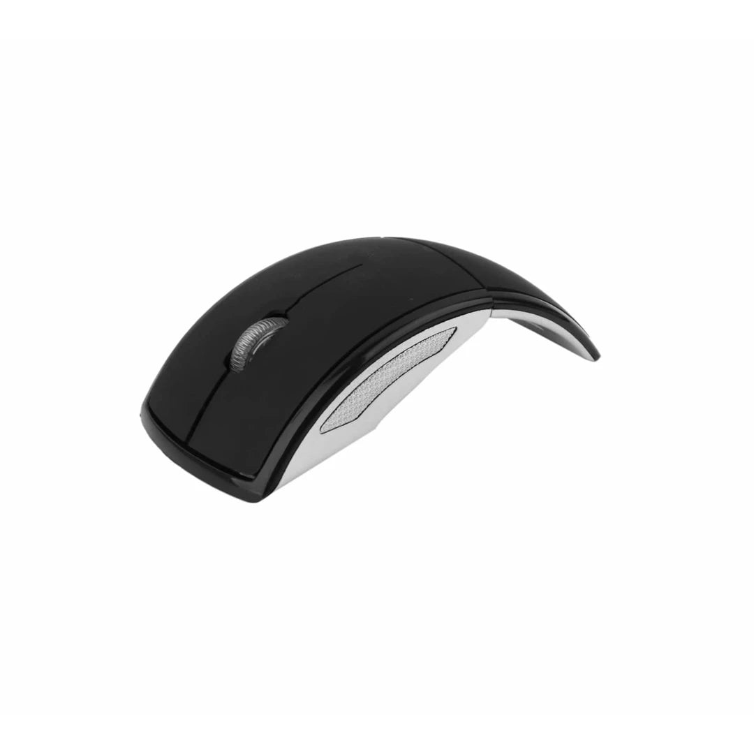 Foldable Optical Arc 2.4G Wireless Mouse-Black and Silver
