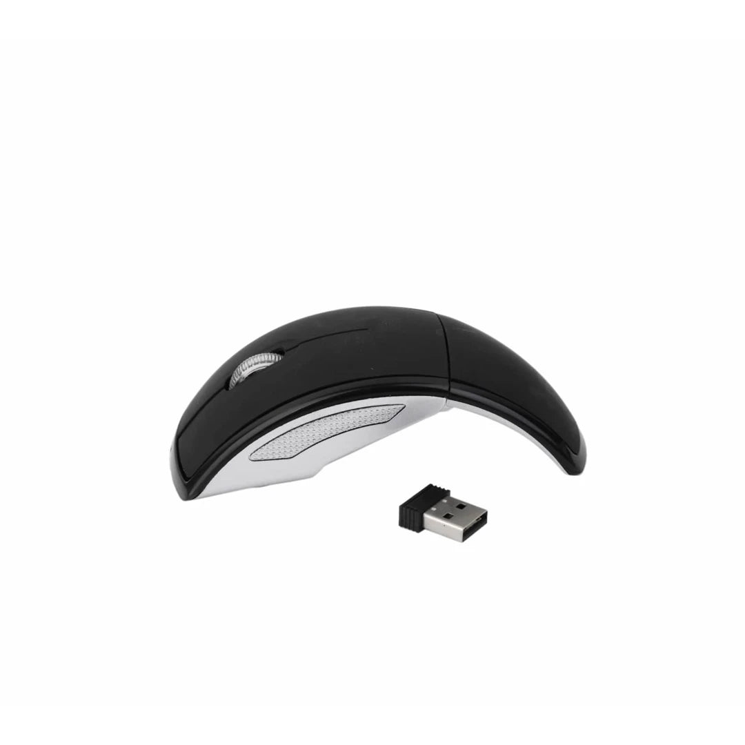 Foldable Optical Arc 2.4G Wireless Mouse-Black and Silver