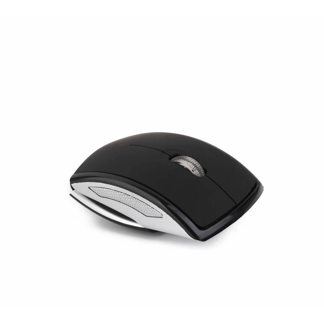 Foldable Optical Arc 2.4G Wireless Mouse-Black and Silver