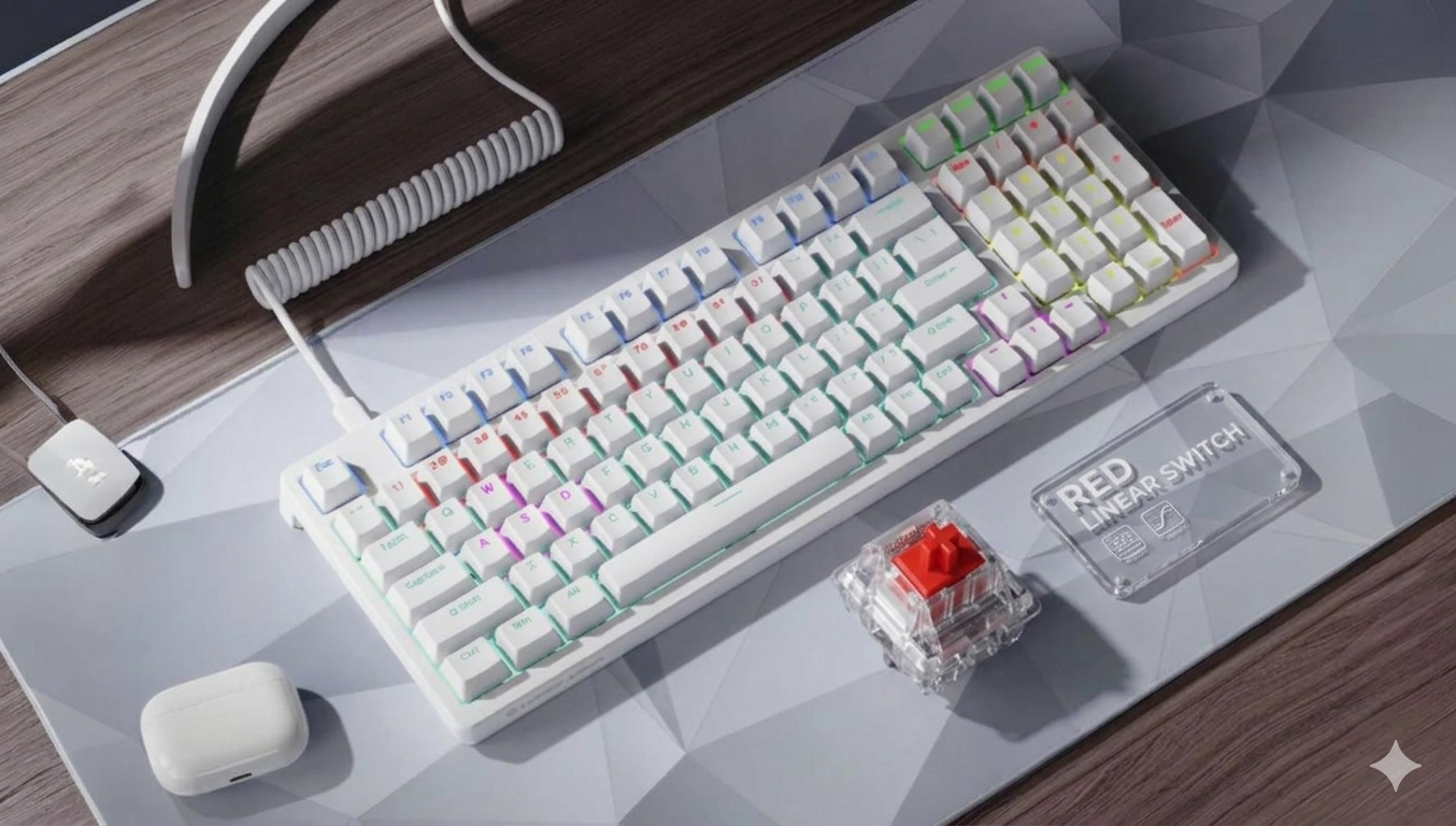LENOVO GK-10 USB Wired  Gaming Keyboard 98 Keys RGB Rainbow  Ergonomic Gaming Keyboard (Black&White)
