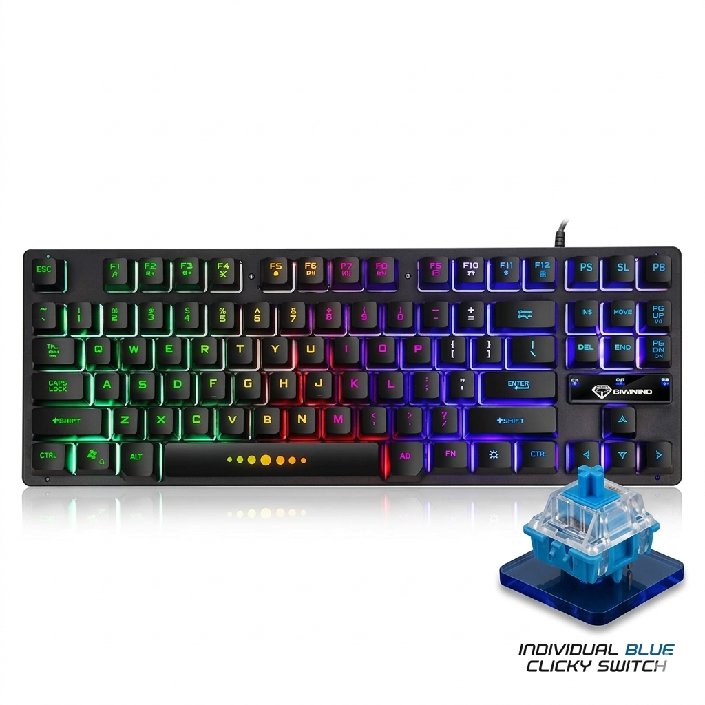 LENOVO GK-10 USB Wired  Gaming Keyboard 98 Keys RGB Rainbow  Ergonomic Gaming Keyboard (Black&White)