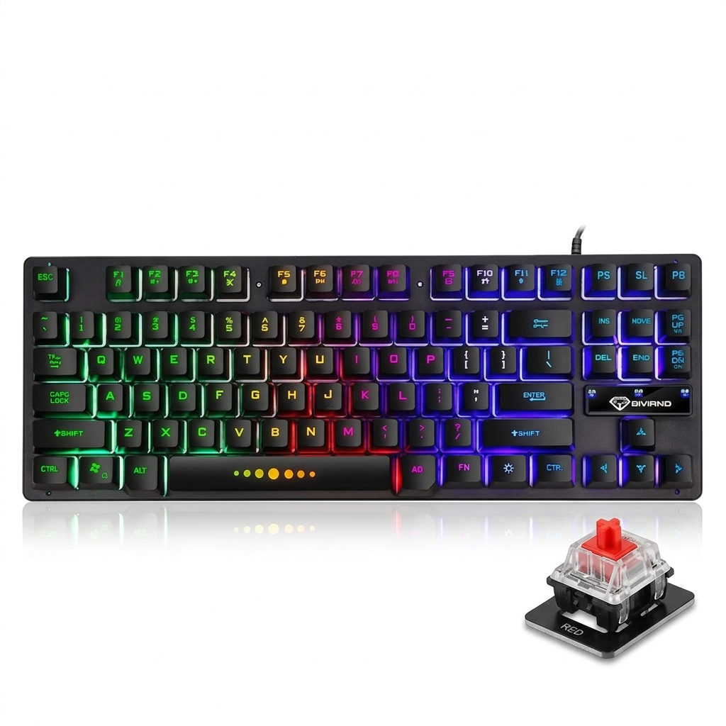 LENOVO GK-10 USB Wired  Gaming Keyboard 98 Keys RGB Rainbow  Ergonomic Gaming Keyboard (Black&White)