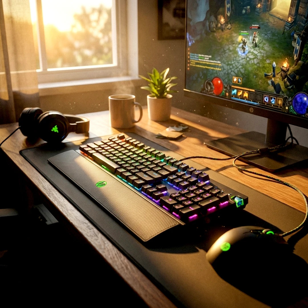 HP Pavilion Gaming Keyboard 800 Anti-Ghosting Function with Rollover To N Buttons, Switch with Mechanical Greetech Blue, Dedicated LED for Each Button,Black