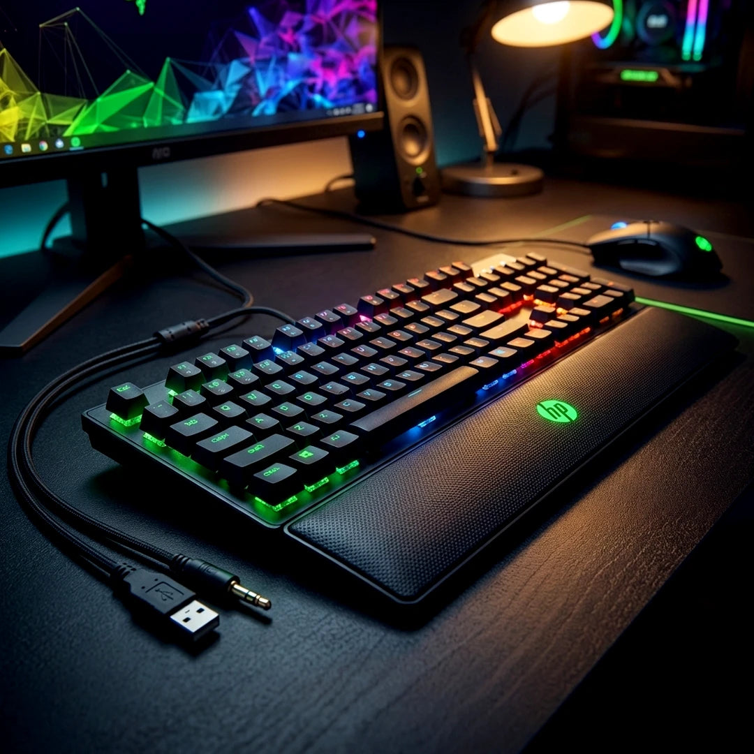 HP Pavilion Gaming Keyboard 800 Anti-Ghosting Function with Rollover To N Buttons, Switch with Mechanical Greetech Blue, Dedicated LED for Each Button,Black