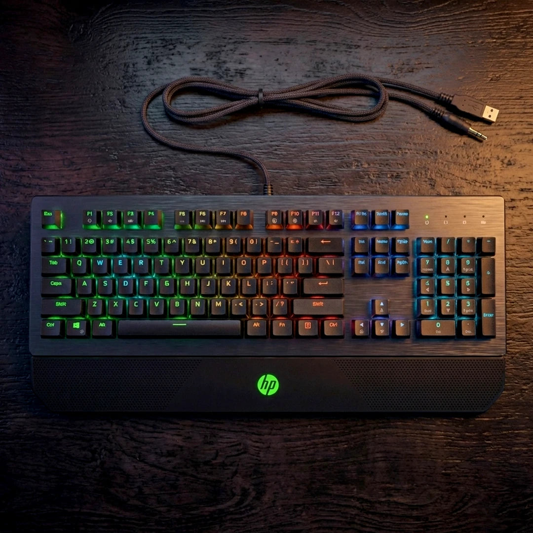 HP Pavilion Gaming Keyboard 800 Anti-Ghosting Function with Rollover To N Buttons, Switch with Mechanical Greetech Blue, Dedicated LED for Each Button,Black