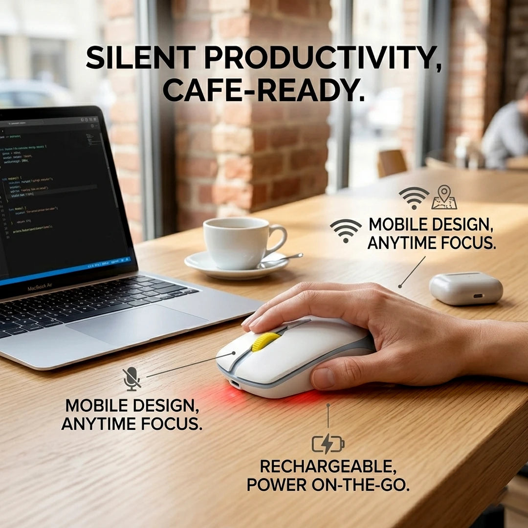 Hush Vibe Slim Wireless Mouse - Silent & Rechargeable