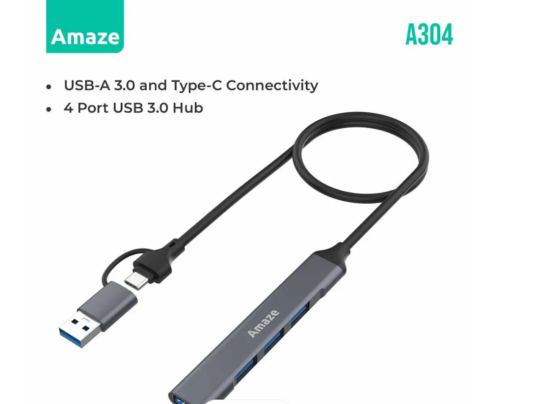 AMAZE USB3.0 + TYPE-C TO 4 IN 1 USB 3.0 HUB | A304
